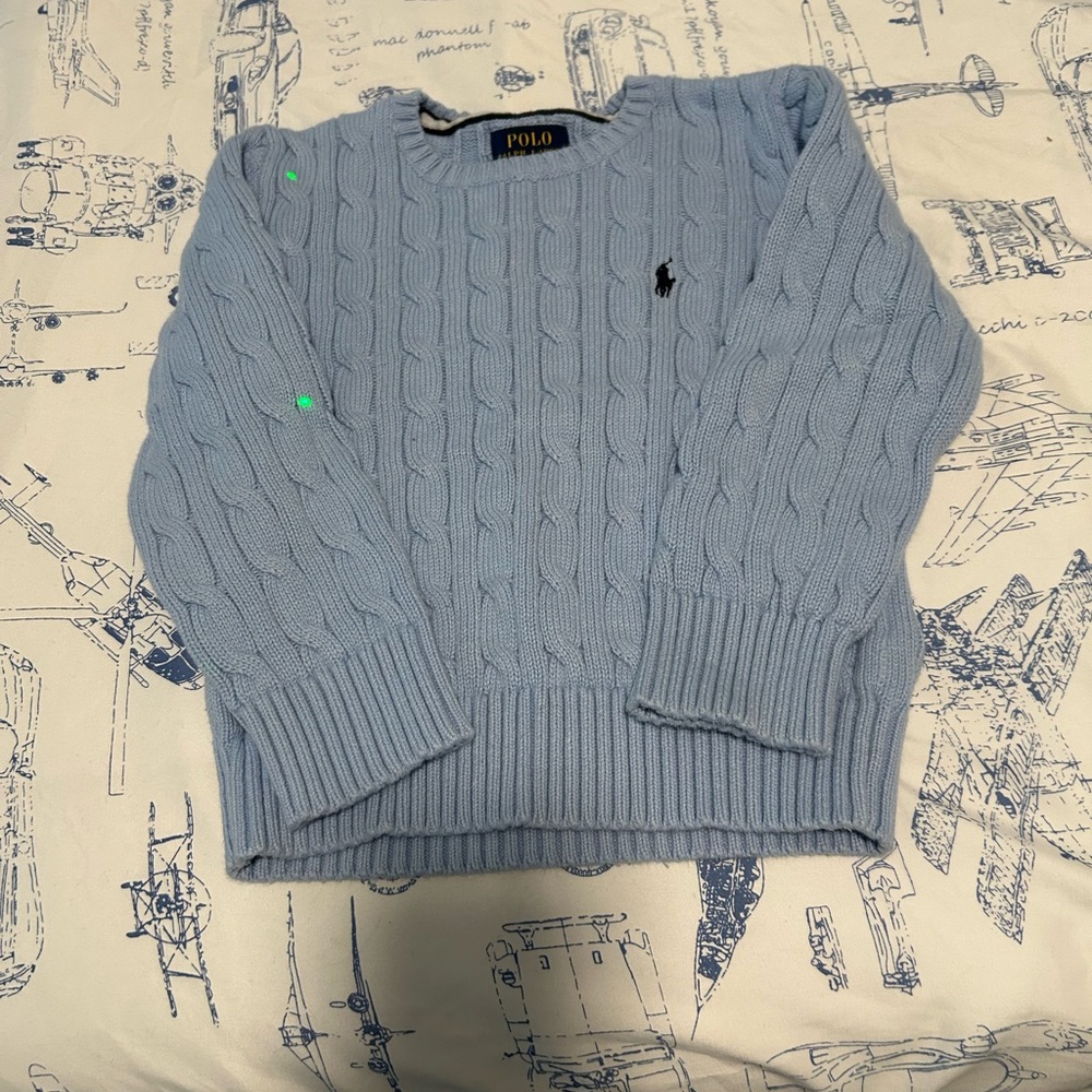 Ralph Lauren cable knit sweater.  Light blue boys size 5